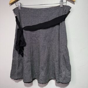 LBK Stylish Black & White Textured A-Line Skirt with Decorative Sash Juniors 13